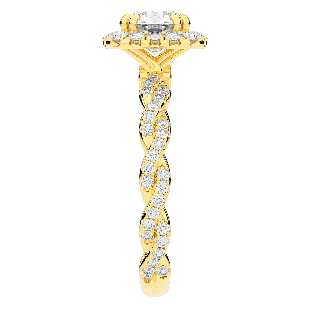 1.55CT.TW ROUND LAB DIAMOND HALO TWIST ENGAGEMENT RING - Nazarelle