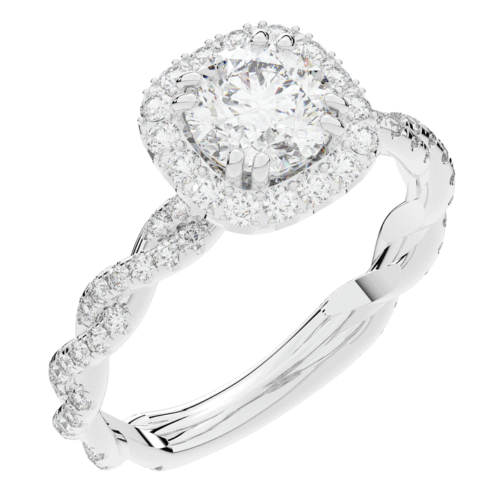 1.55CT.TW ROUND LAB DIAMOND HALO TWIST ENGAGEMENT RING - Nazarelle