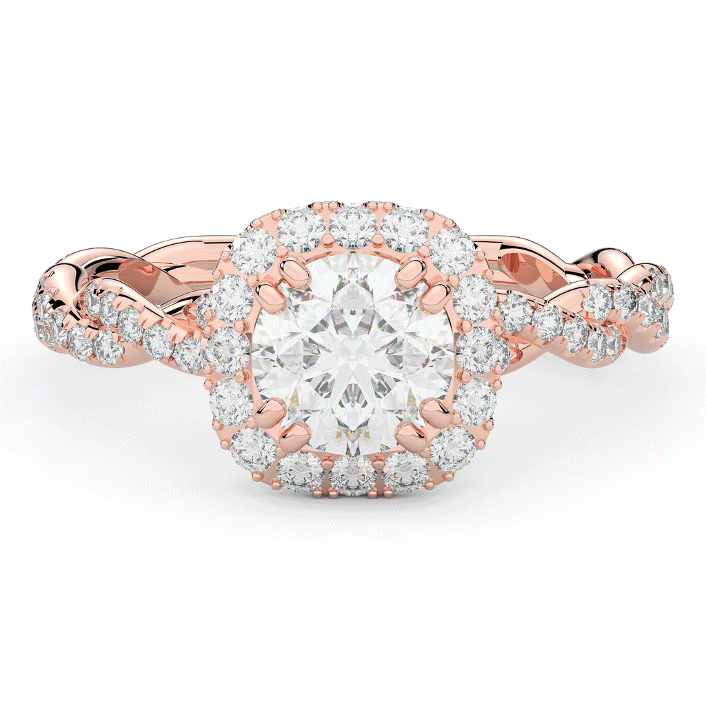 1.55CT.TW ROUND LAB DIAMOND HALO TWIST ENGAGEMENT RING - Nazarelle