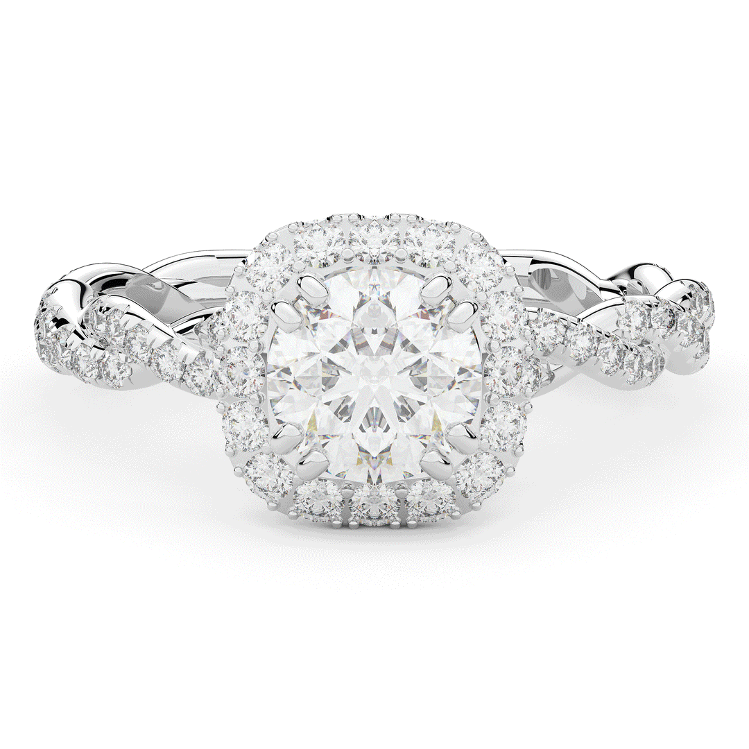 1.55CT.TW ROUND LAB DIAMOND HALO TWIST ENGAGEMENT RING - Nazarelle