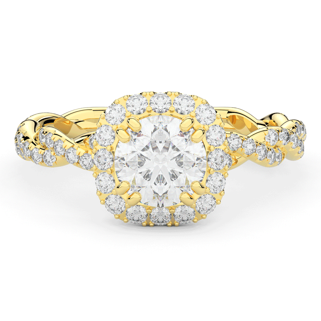 1.55CT.TW ROUND LAB DIAMOND HALO TWIST ENGAGEMENT RING - Nazarelle