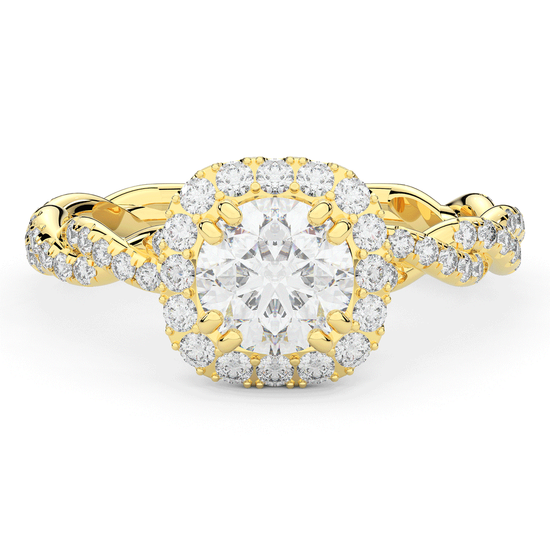 1.55CT.TW ROUND LAB DIAMOND HALO TWIST ENGAGEMENT RING - Nazarelle