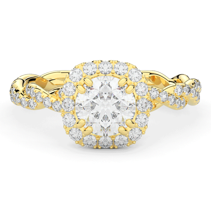 1.55CT.TW ROUND LAB DIAMOND HALO TWIST ENGAGEMENT RING - Nazarelle