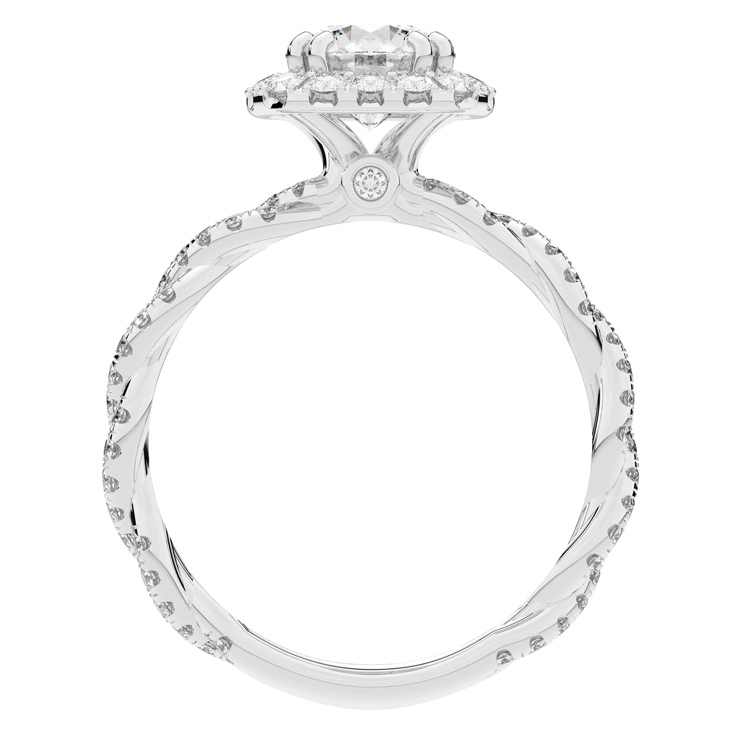 1.55CT.TW ROUND LAB DIAMOND HALO TWIST ENGAGEMENT RING - Nazarelle