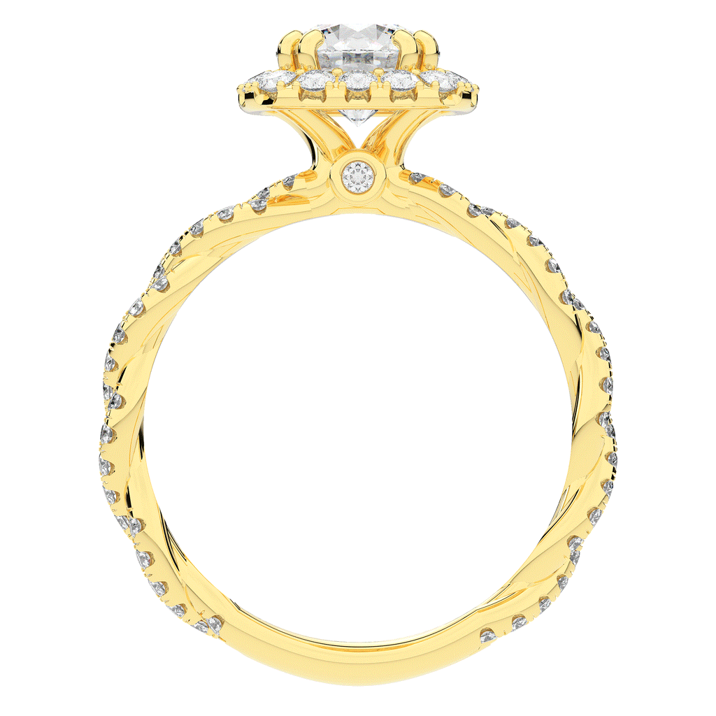 1.55CT.TW ROUND LAB DIAMOND HALO TWIST ENGAGEMENT RING - Nazarelle