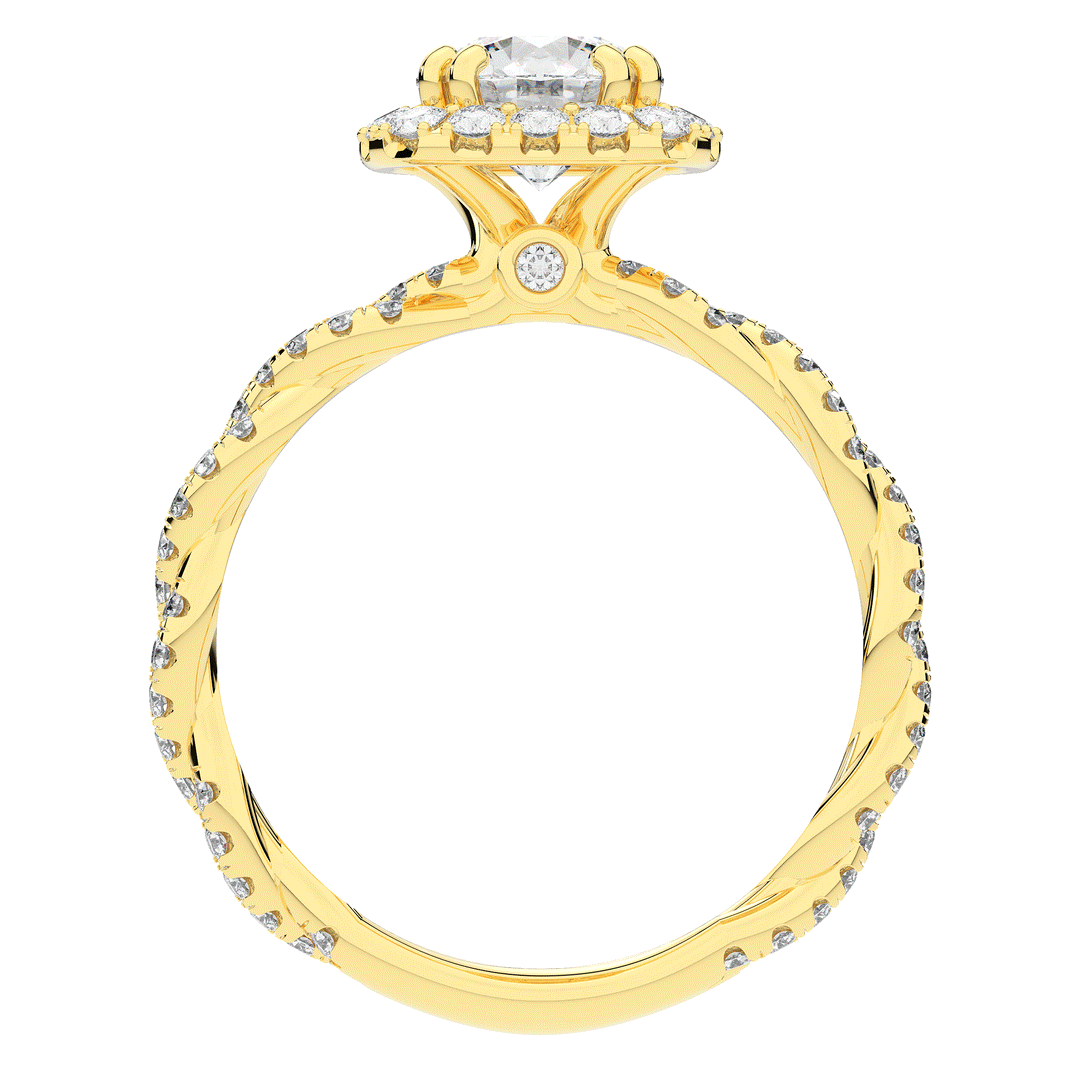 1.55CT.TW ROUND LAB DIAMOND HALO TWIST ENGAGEMENT RING - Nazarelle