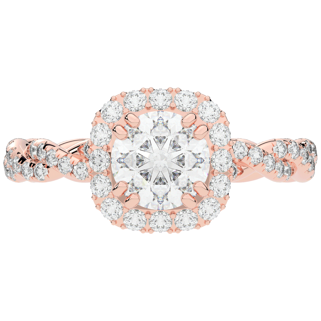 1.55CT.TW ROUND LAB DIAMOND HALO TWIST ENGAGEMENT RING - Nazarelle