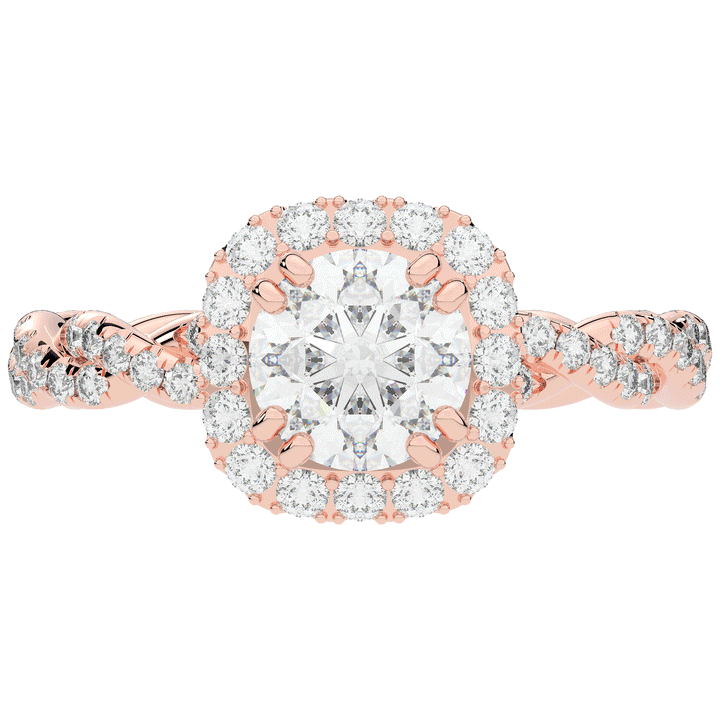 1.55CT.TW ROUND LAB DIAMOND HALO TWIST ENGAGEMENT RING - Nazarelle