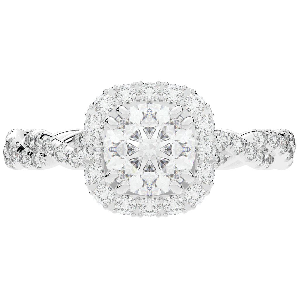 1.55CT.TW ROUND LAB DIAMOND HALO TWIST ENGAGEMENT RING - Nazarelle