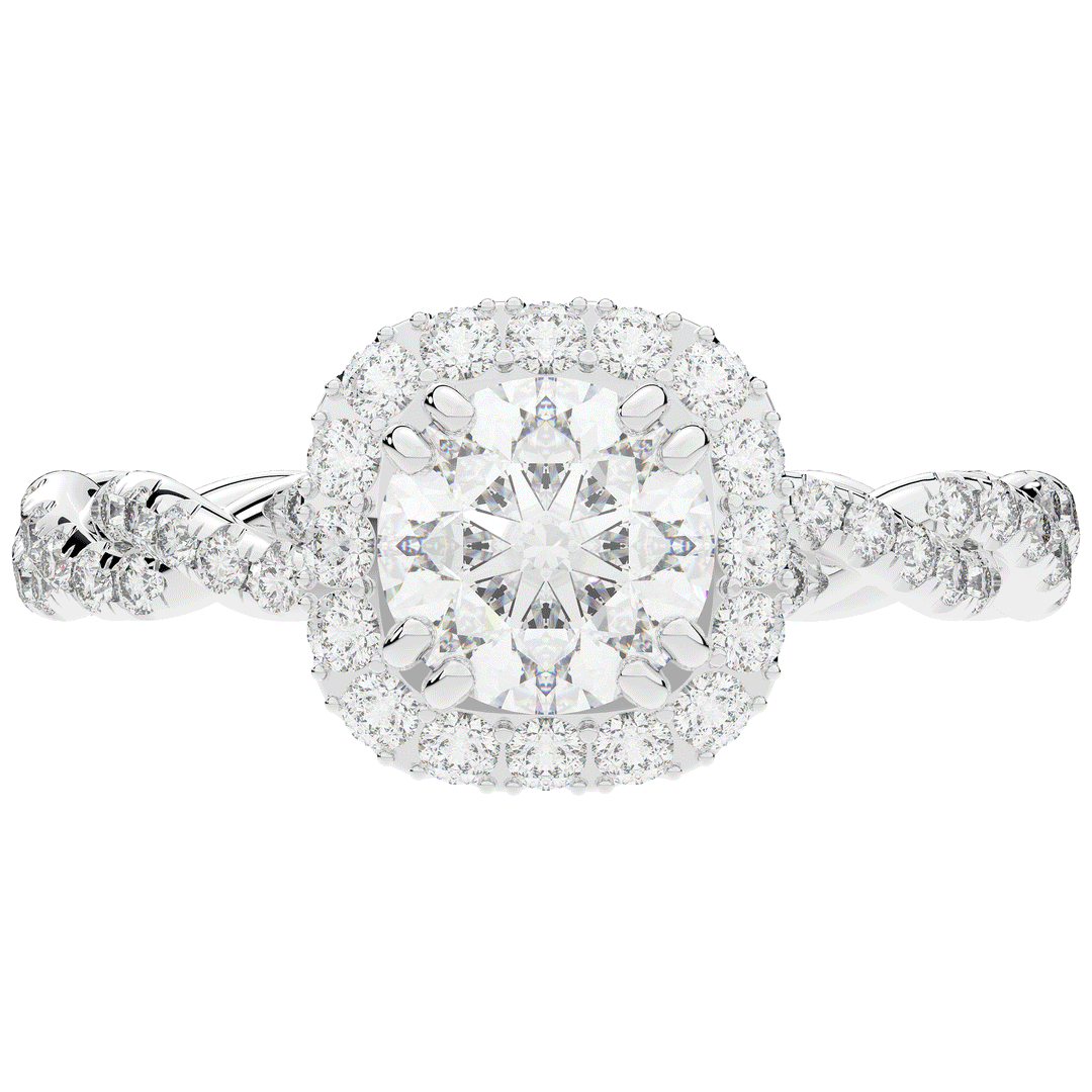 1.55CT.TW ROUND LAB DIAMOND HALO TWIST ENGAGEMENT RING - Nazarelle