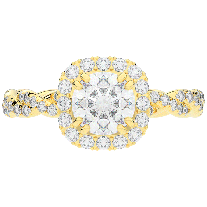 1.55CT.TW ROUND LAB DIAMOND HALO TWIST ENGAGEMENT RING - Nazarelle