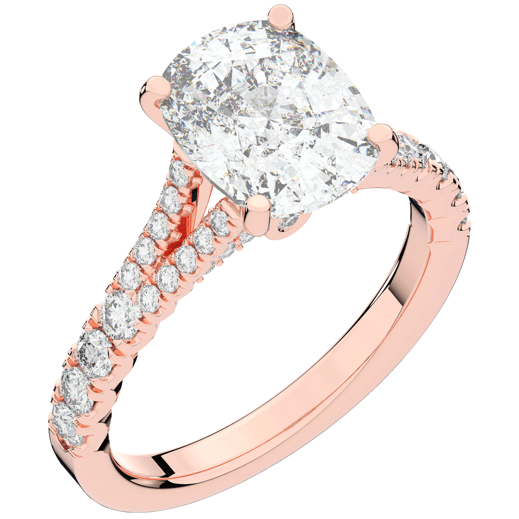 3.45CT.TW CUSHION LAB DIAMOND ENGAGEMENT RING - Nazarelle