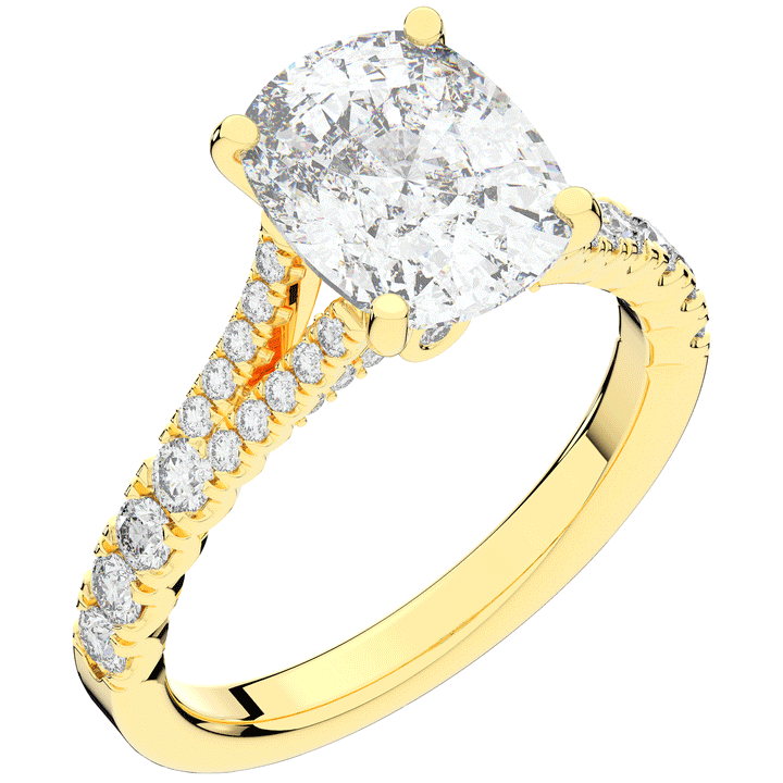3.45CT.TW CUSHION LAB DIAMOND ENGAGEMENT RING - Nazarelle