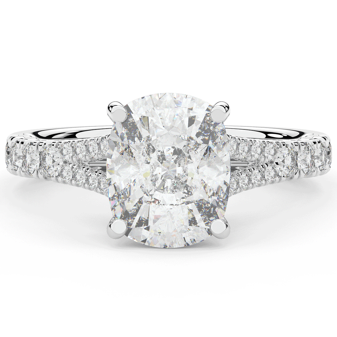 3.45CT.TW CUSHION LAB DIAMOND ENGAGEMENT RING - Nazarelle