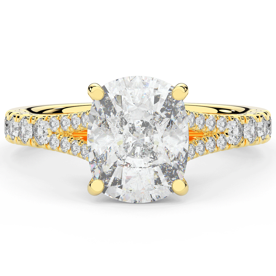 3.45CT.TW CUSHION LAB DIAMOND ENGAGEMENT RING - Nazarelle