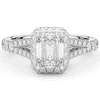 2.60CT.TW EMERALD CUT LAB DIAMOND SPLIT SHANK HALO ENGAGEMENT RING - Nazarelle