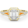 2.60CT.TW EMERALD CUT LAB DIAMOND SPLIT SHANK HALO ENGAGEMENT RING - Nazarelle