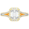 2.60CT.TW EMERALD CUT LAB DIAMOND SPLIT SHANK HALO ENGAGEMENT RING - Nazarelle
