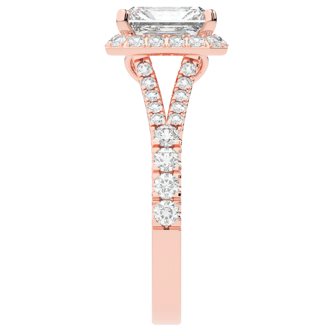 2.60CT.TW RADIANT LAB DIAMOND SPLIT SHANK HALO ENGAGEMENT RING - Nazarelle