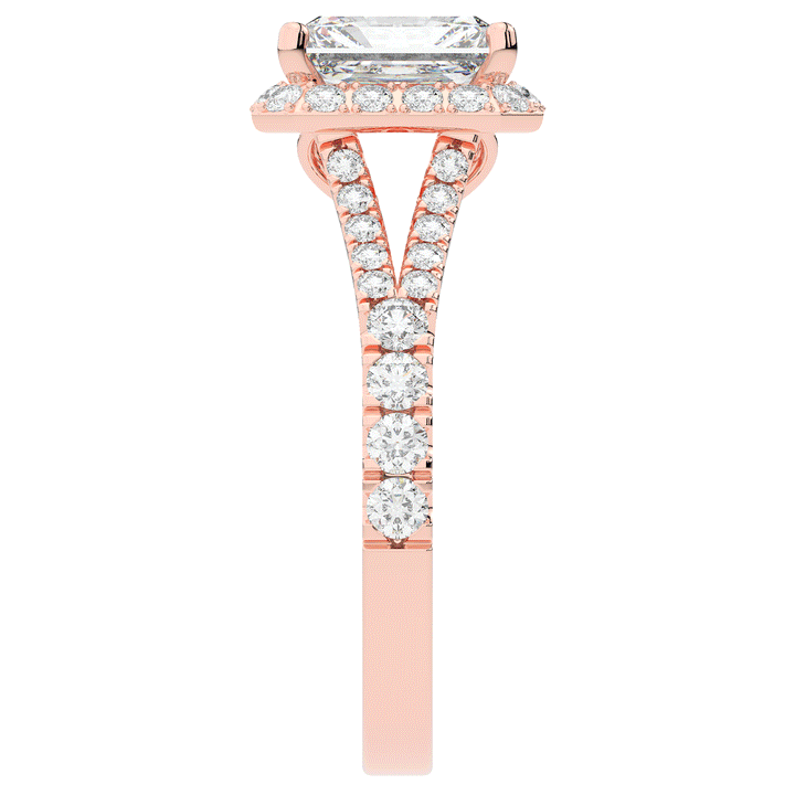 2.60CT.TW RADIANT LAB DIAMOND SPLIT SHANK HALO ENGAGEMENT RING - Nazarelle
