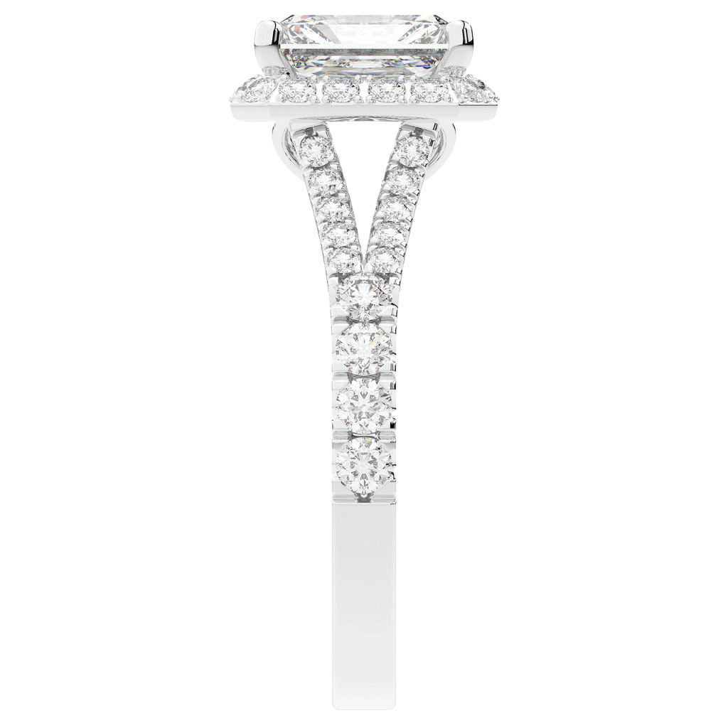 2.60CT.TW RADIANT LAB DIAMOND SPLIT SHANK HALO ENGAGEMENT RING - Nazarelle