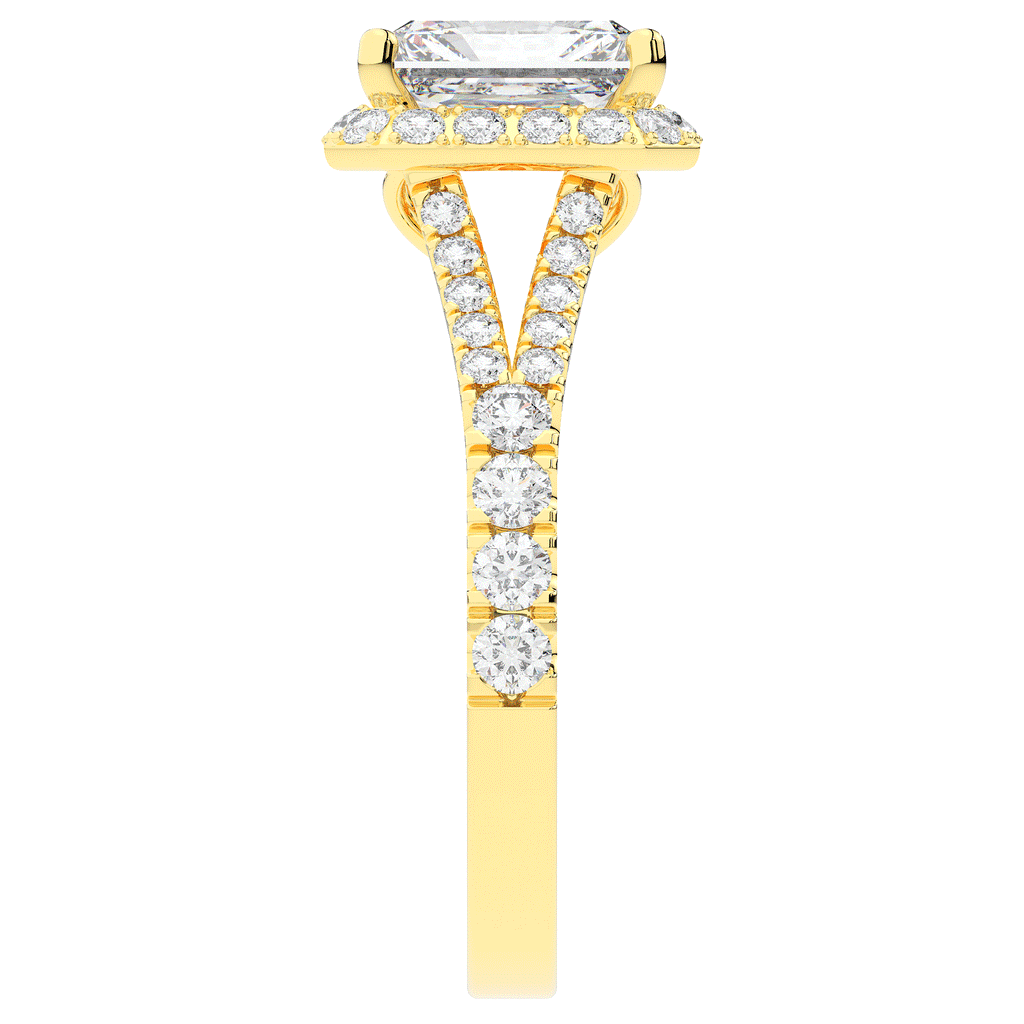 2.60CT.TW RADIANT LAB DIAMOND SPLIT SHANK HALO ENGAGEMENT RING - Nazarelle