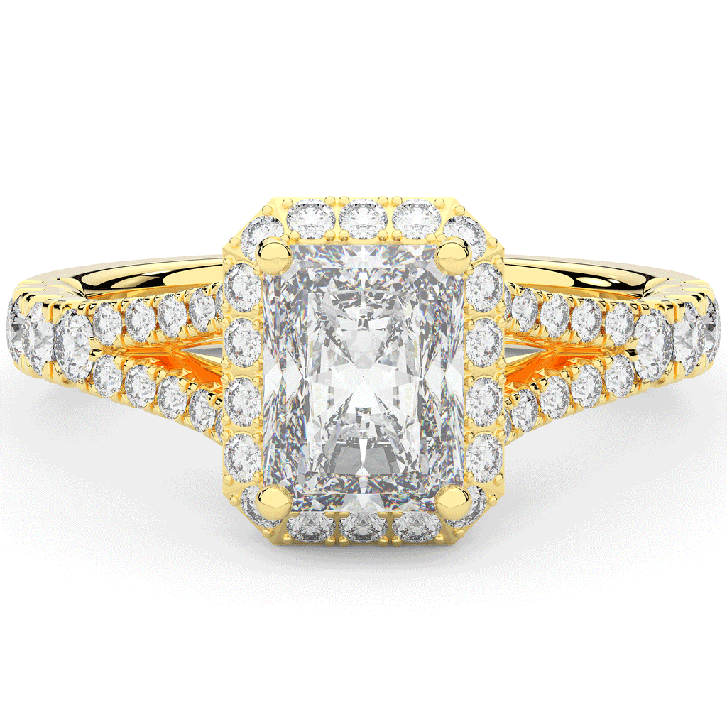 2.60CT.TW RADIANT LAB DIAMOND SPLIT SHANK HALO ENGAGEMENT RING - Nazarelle