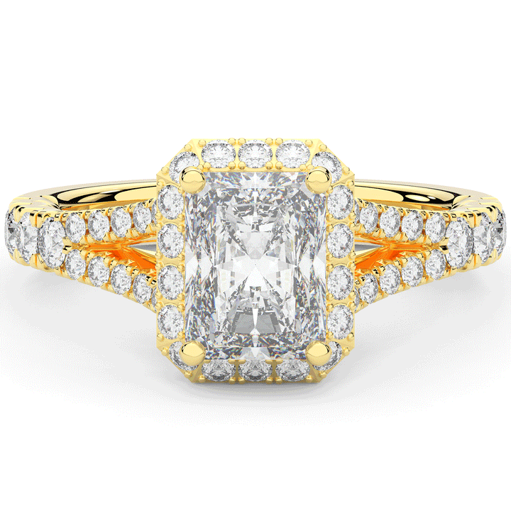 2.60CT.TW RADIANT LAB DIAMOND SPLIT SHANK HALO ENGAGEMENT RING - Nazarelle