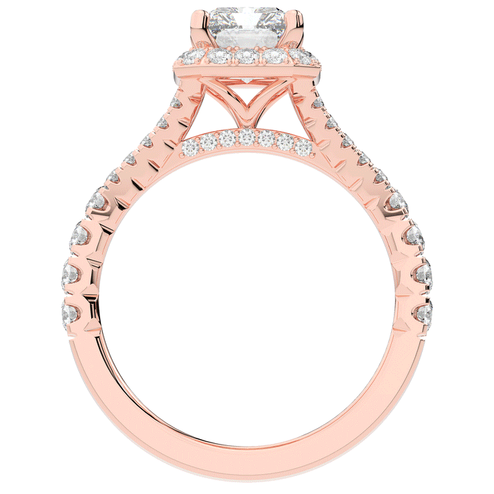 2.60CT.TW RADIANT LAB DIAMOND SPLIT SHANK HALO ENGAGEMENT RING - Nazarelle