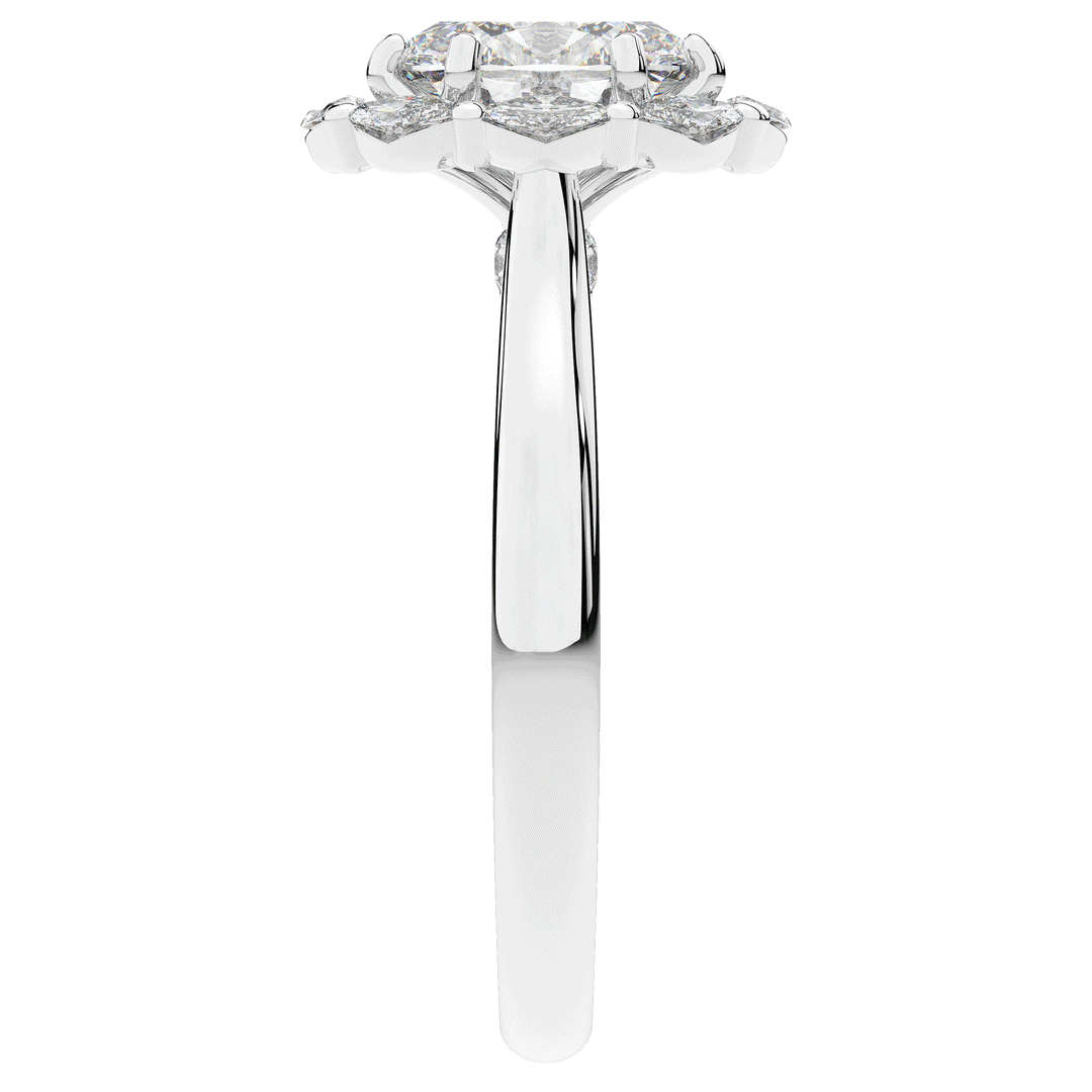 1.90CT.TW OVAL LAB DIAMOND HALO ENGAGEMENT RING - Nazarelle