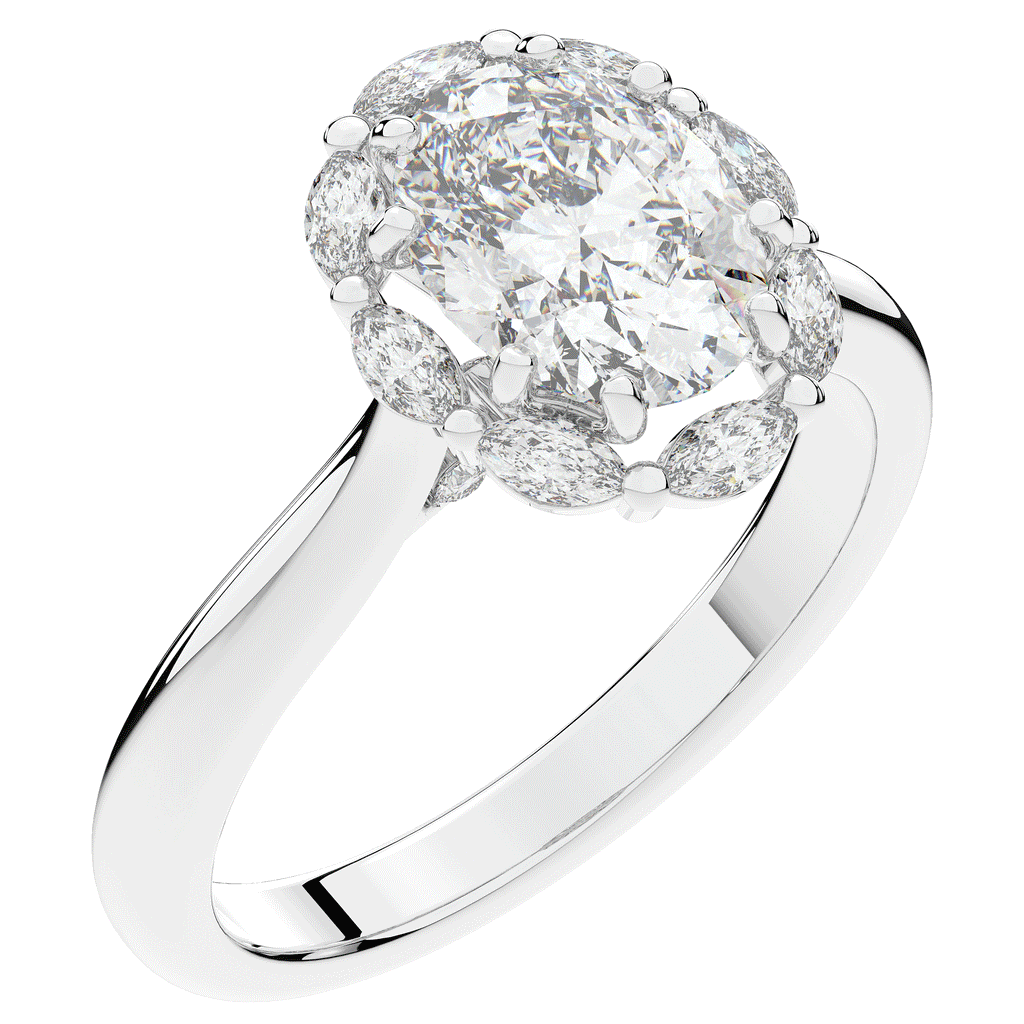 1.90CT.TW OVAL LAB DIAMOND HALO ENGAGEMENT RING - Nazarelle