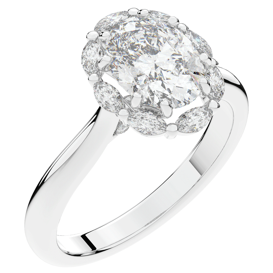 1.90CT.TW OVAL LAB DIAMOND HALO ENGAGEMENT RING - Nazarelle