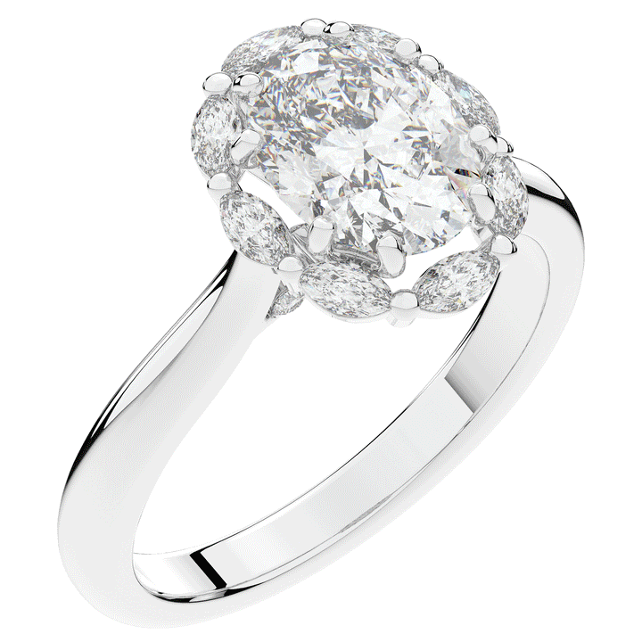 1.90CT.TW OVAL LAB DIAMOND HALO ENGAGEMENT RING - Nazarelle