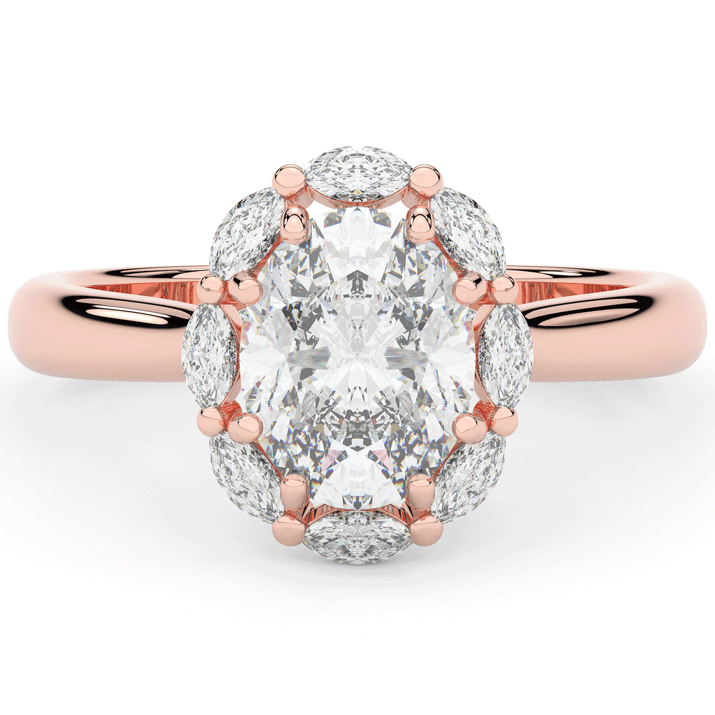 1.90CT.TW OVAL LAB DIAMOND HALO ENGAGEMENT RING - Nazarelle