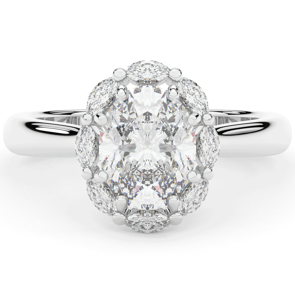 1.90CT.TW OVAL LAB DIAMOND HALO ENGAGEMENT RING - Nazarelle
