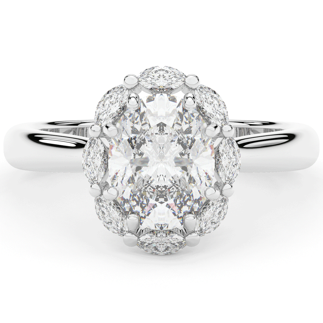1.90CT.TW OVAL LAB DIAMOND HALO ENGAGEMENT RING - Nazarelle