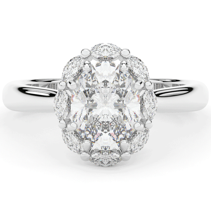 1.90CT.TW OVAL LAB DIAMOND HALO ENGAGEMENT RING - Nazarelle