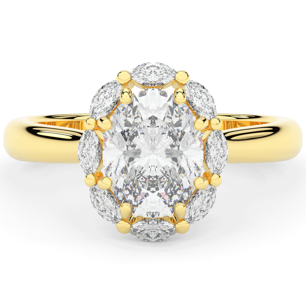 1.90CT.TW OVAL LAB DIAMOND HALO ENGAGEMENT RING - Nazarelle