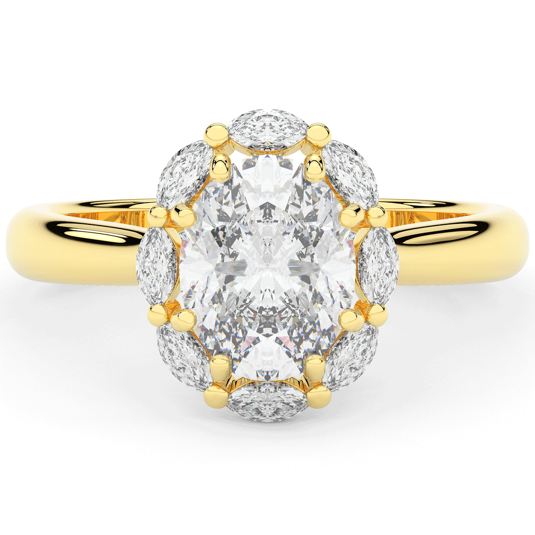 1.90CT.TW OVAL LAB DIAMOND HALO ENGAGEMENT RING - Nazarelle