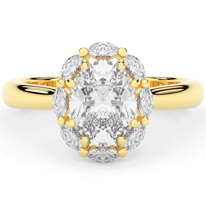 1.90CT.TW OVAL LAB DIAMOND HALO ENGAGEMENT RING - Nazarelle