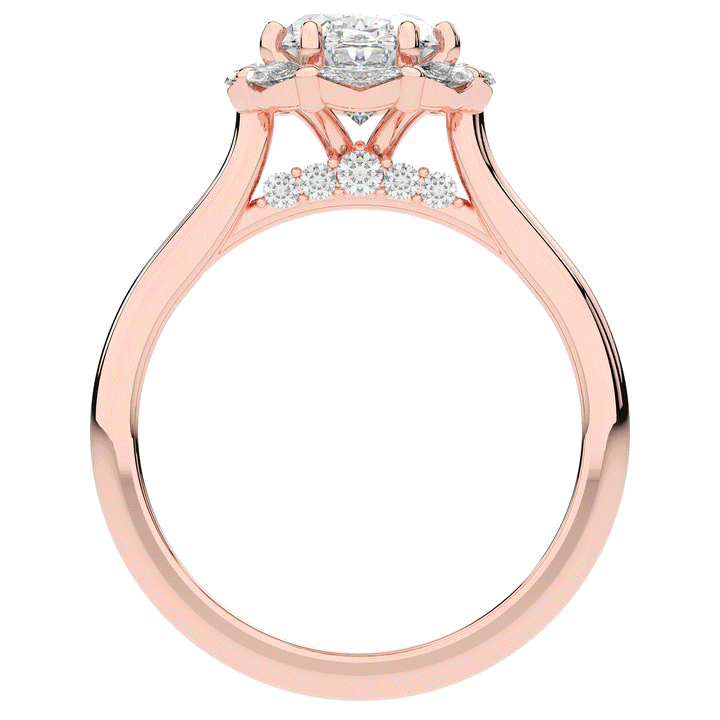 1.90CT.TW OVAL LAB DIAMOND HALO ENGAGEMENT RING - Nazarelle