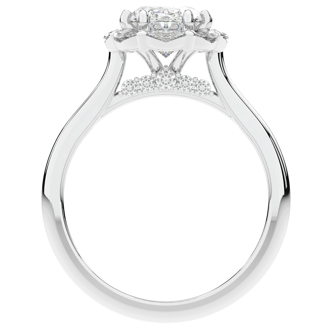 1.90CT.TW OVAL LAB DIAMOND HALO ENGAGEMENT RING - Nazarelle