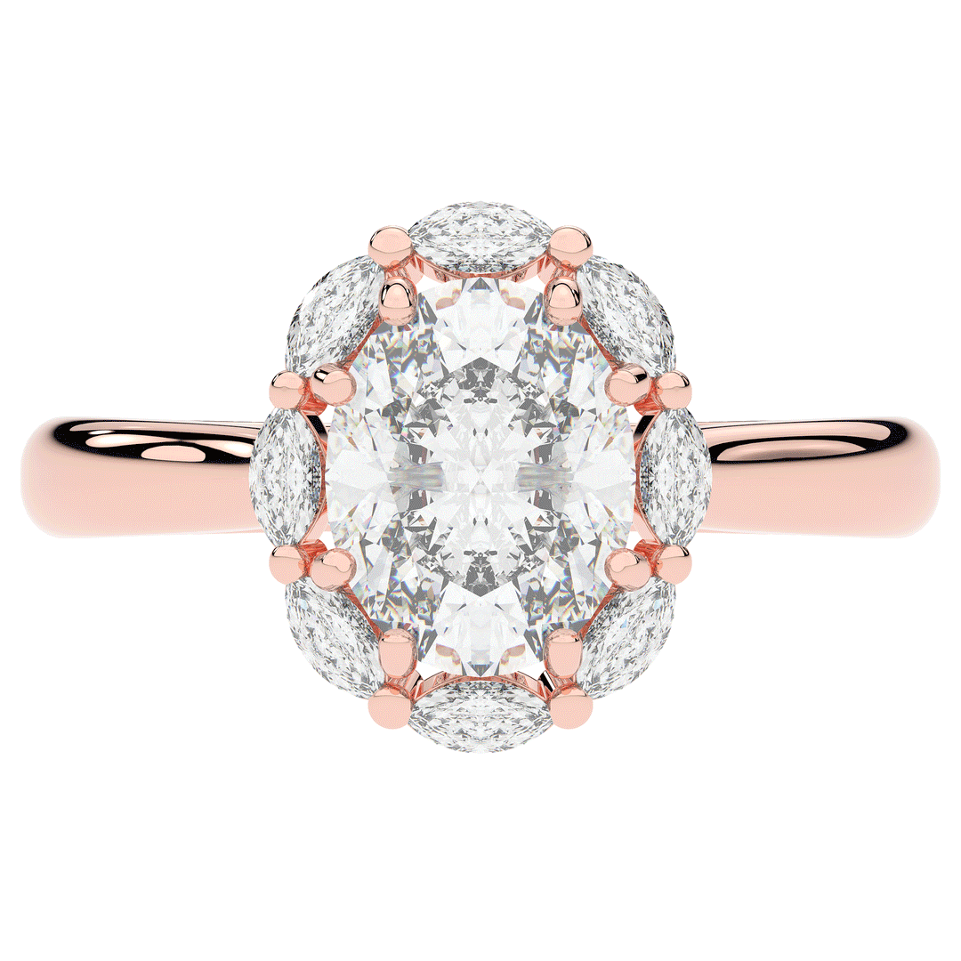 1.90CT.TW OVAL LAB DIAMOND HALO ENGAGEMENT RING - Nazarelle