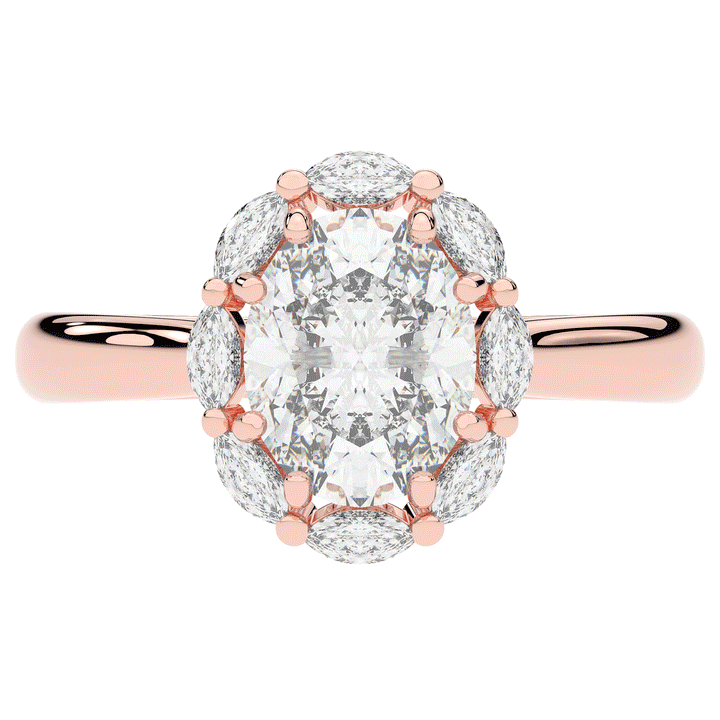 1.90CT.TW OVAL LAB DIAMOND HALO ENGAGEMENT RING - Nazarelle