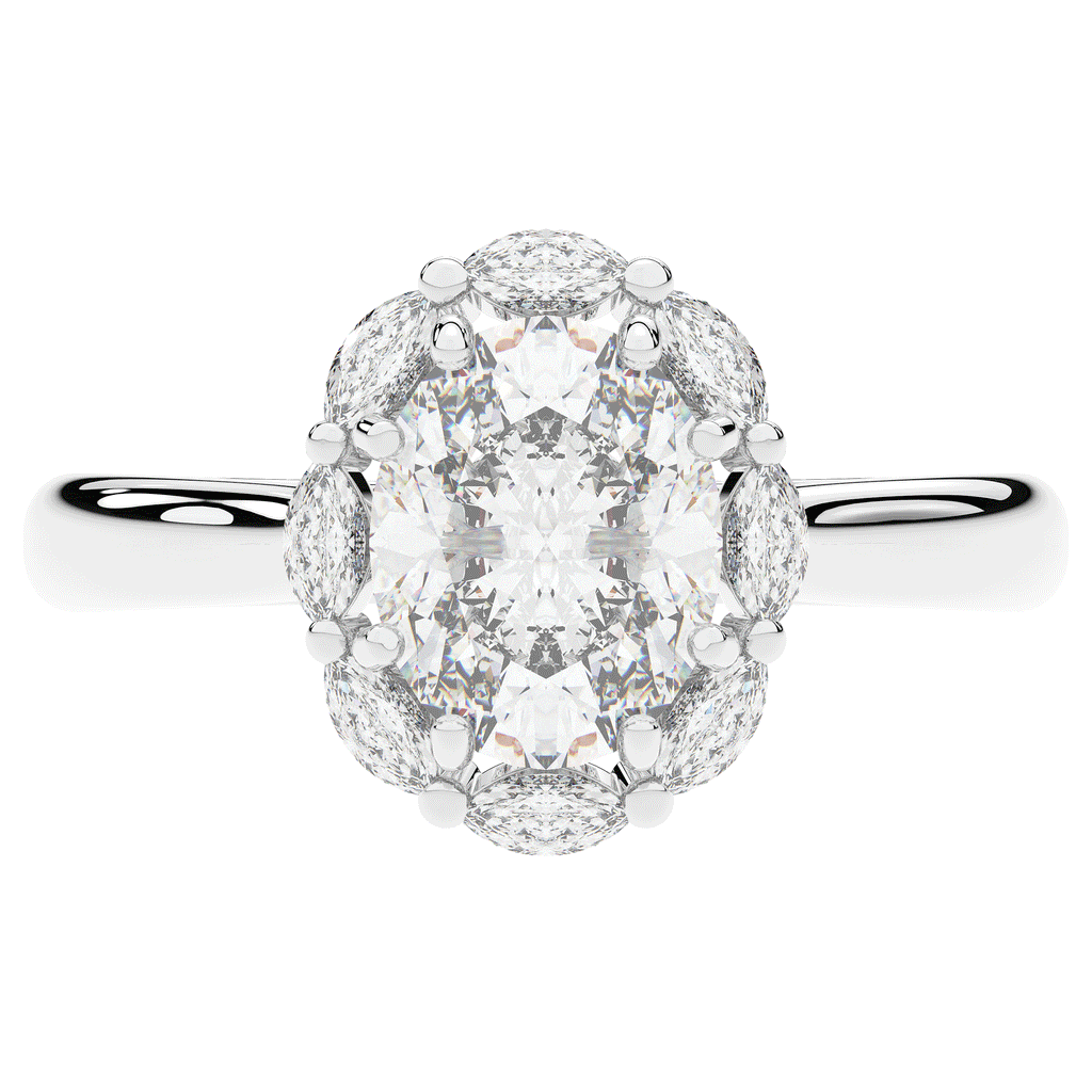 1.90CT.TW OVAL LAB DIAMOND HALO ENGAGEMENT RING - Nazarelle