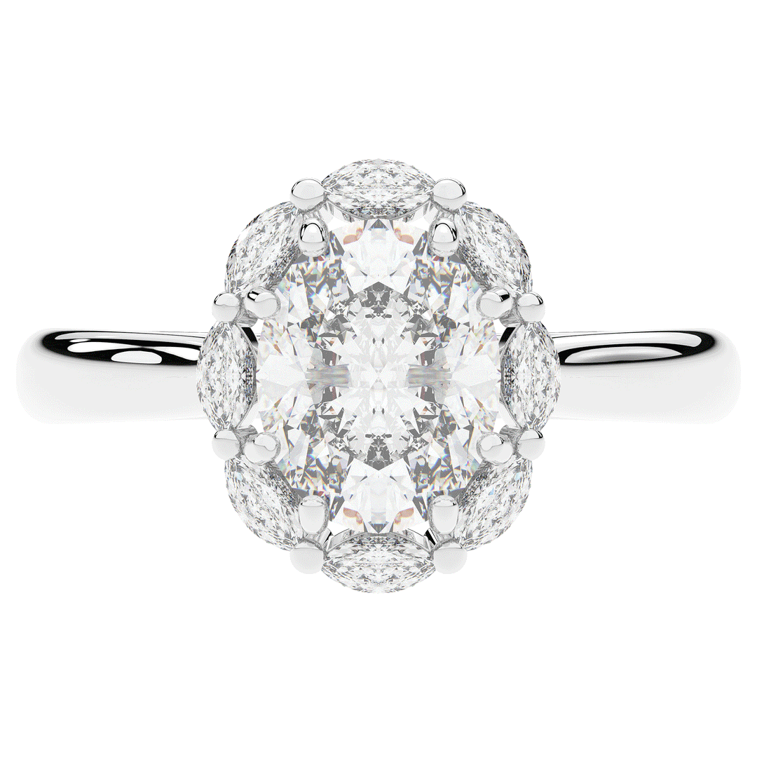 1.90CT.TW OVAL LAB DIAMOND HALO ENGAGEMENT RING - Nazarelle