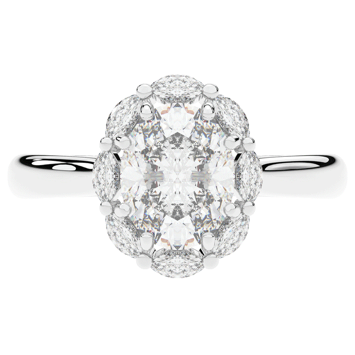 1.90CT.TW OVAL LAB DIAMOND HALO ENGAGEMENT RING - Nazarelle