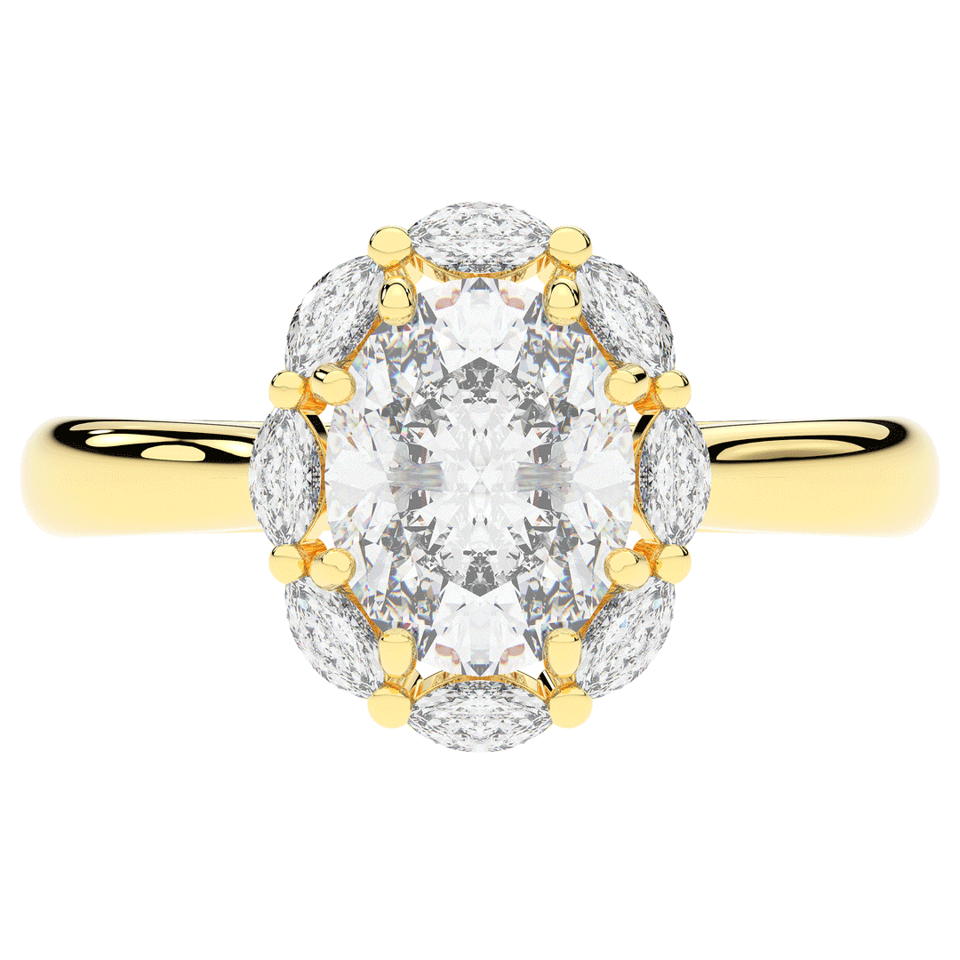 1.90CT.TW OVAL LAB DIAMOND HALO ENGAGEMENT RING - Nazarelle