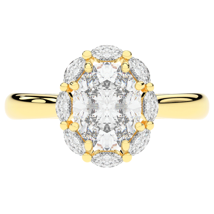 1.90CT.TW OVAL LAB DIAMOND HALO ENGAGEMENT RING - Nazarelle