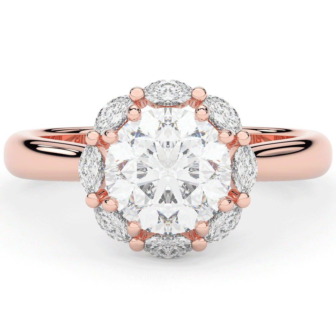 2.40CT.TW ROUND LAB DIAMOND HALO ENGAGEMENT RING - Nazarelle